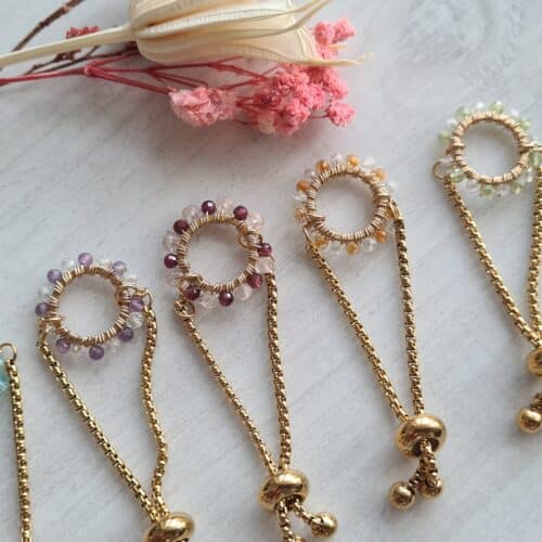 Gemmissime | Bagues ajustables fait-main en acier inoxydable | Collection Ronde de Gemmes en pierres naturelles