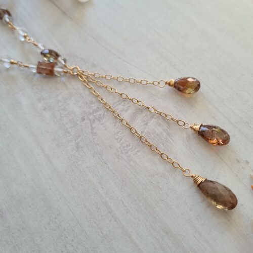 Gemmissime | Collier fait-main avec pendentif en pierres naturelles | 3 pendants Andalousite