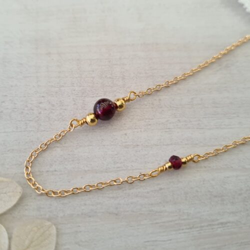Gemmissime | Collier fait-main en pierres naturelles | Grenat Pierre de naissance janvier