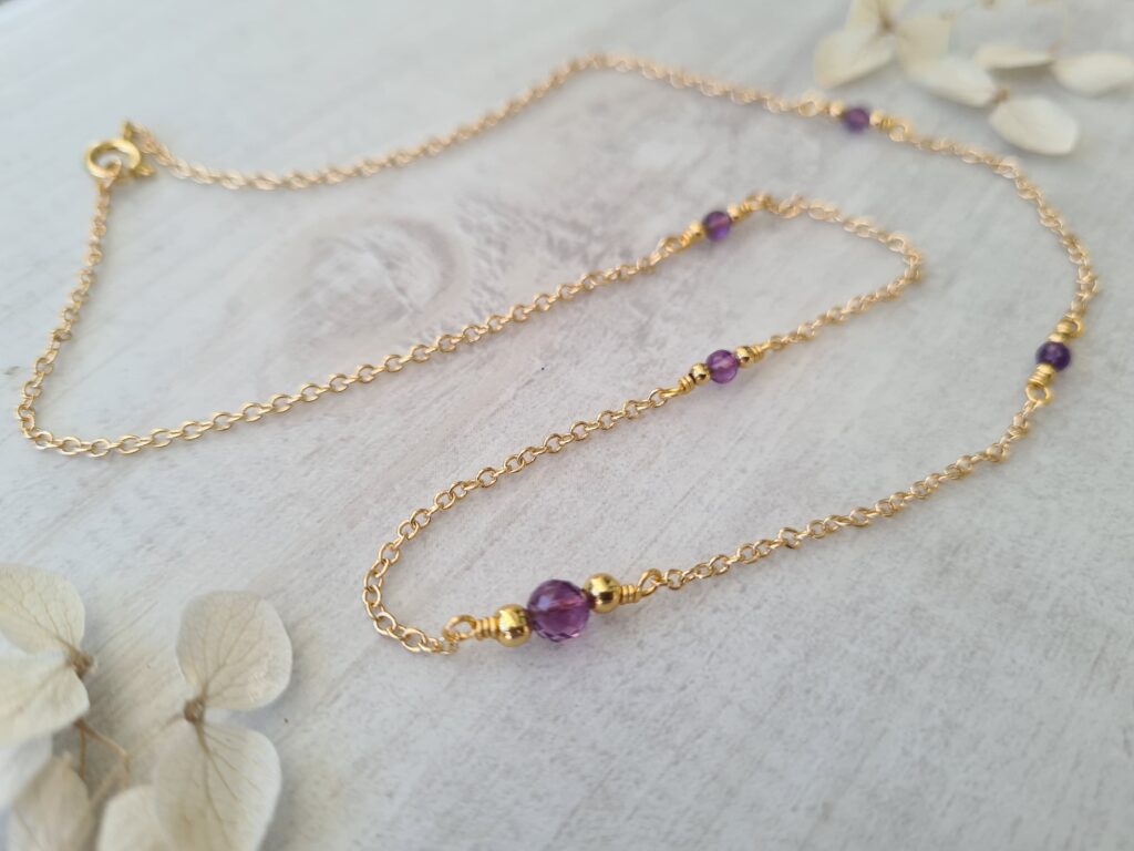 Gemmissime | Collier fait-main en pierres naturelles | Améthyste Pierre de naissance février