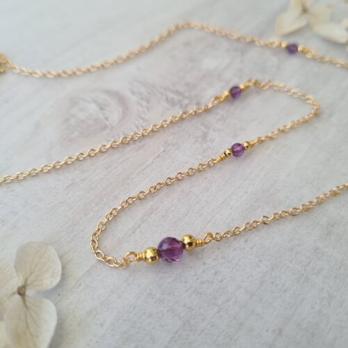 Gemmissime | Collier fait-main en pierres naturelles | Améthyste Pierre de naissance février