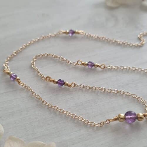 Gemmissime | Collier fait main en pierres naturelles | Améthyste Pierre de naissance février