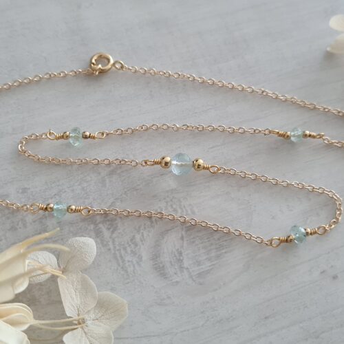 Gemmissime | Collier fait-main en pierres naturelles | Aigue-Marine Pierre de naissance mars