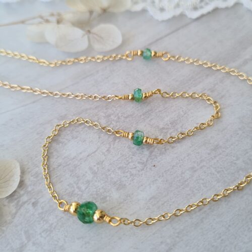 Gemmissime | Collier fait-main en pierres naturelles | Emeraude Pierre de naissance mai