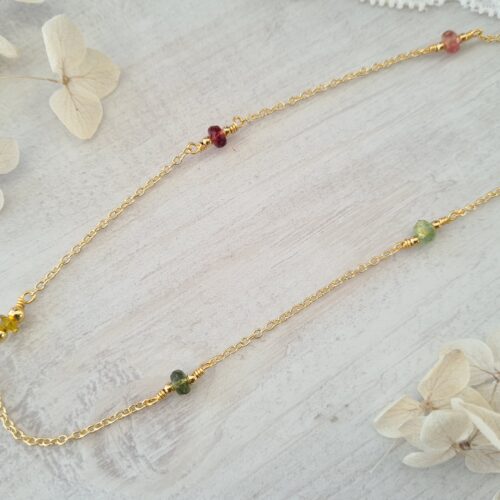 Gemmissime | Collier fait-main en pierres naturelles | Tourmaline Pierre de naissance octobre