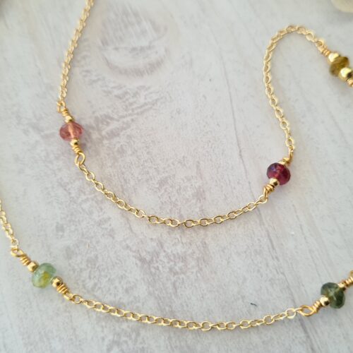 Gemmissime | Collier fait-main en pierres naturelles | Tourmaline Pierre de naissance octobre