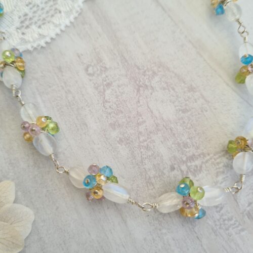 Gemmissime | Collier fait-main en pierres naturelles | Fleurs de gemmes et Pierre de Lune