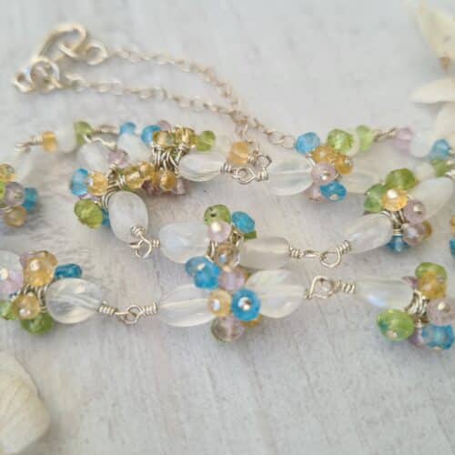 Gemmissime | Collier fait-main en pierres naturelles | Fleurs de gemmes et Pierre de Lune