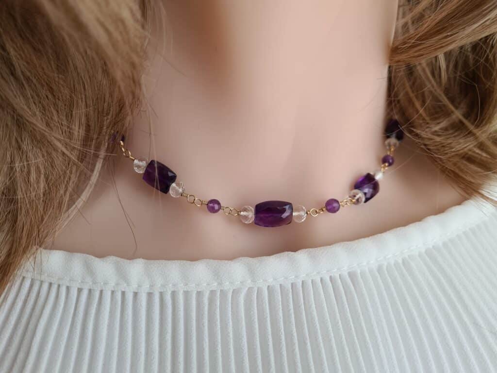 Gemmissime | Collier fait-main en pierres naturelles | Améthyste africaine