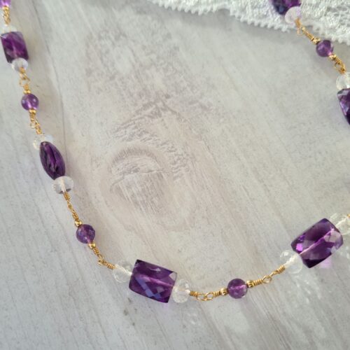 Gemmissime | Collier fait-main en pierres naturelles | Améthyste africaine