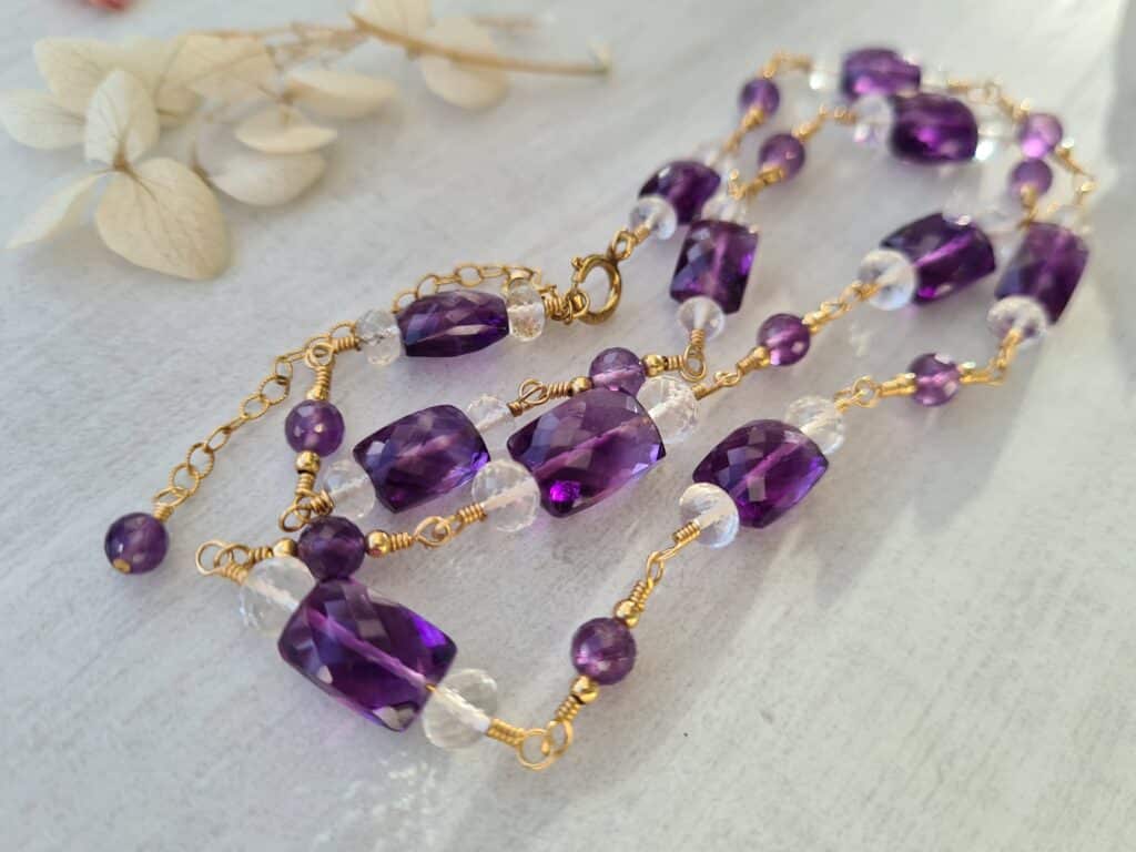 Gemmissime | Collier fait-main en pierres naturelles | Améthyste africaine