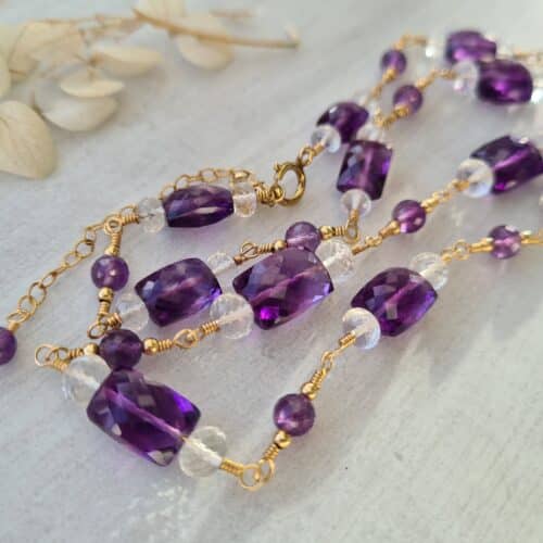 Gemmissime | Collier fait-main en pierres naturelles | Améthyste africaine