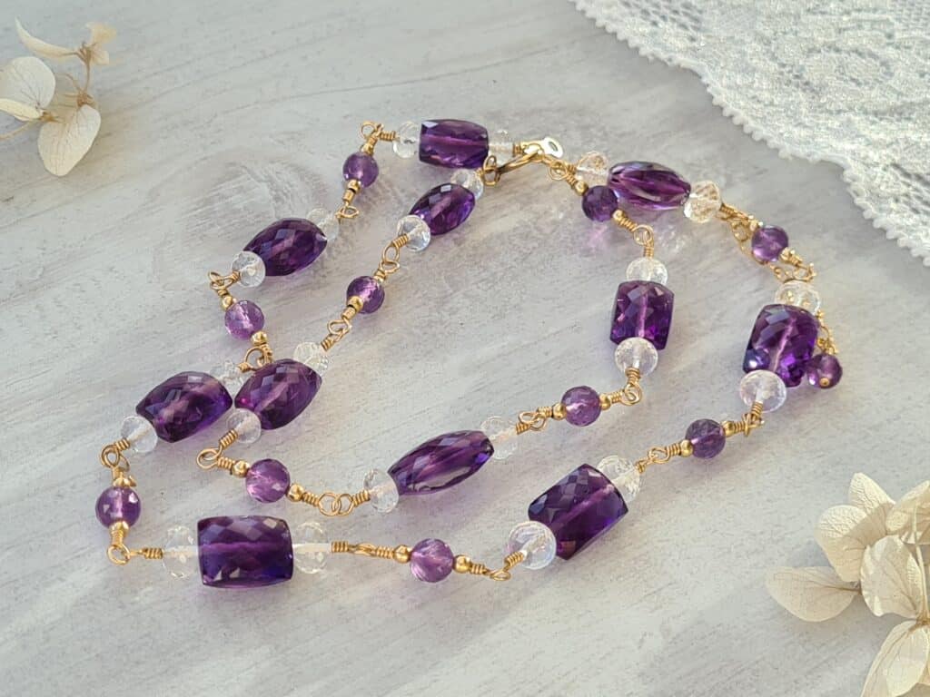 Gemmissime | Collier Améthyste fait main en pierres naturelles | Améthyste africaine