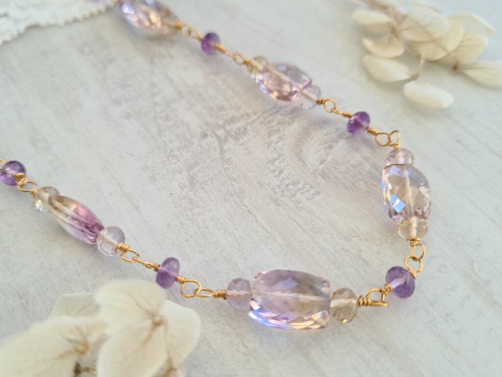 Gemmissime | Collier fait main en pierres naturelles | Amétrine Améthyste Citrine