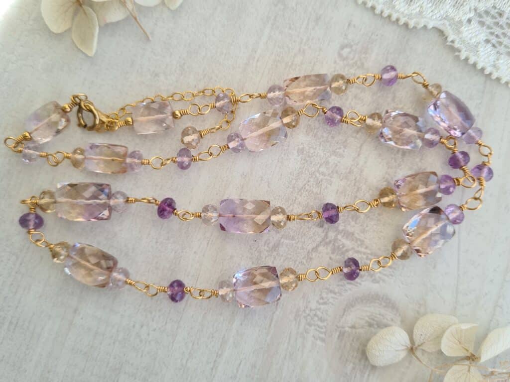 Gemmissime | Collier fait-main en pierres naturelles | Amétrine Améthyste Citrine