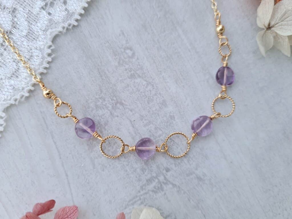 Gemmissime | Collier fait-main en pierres naturelles | Améthyste du Brésil