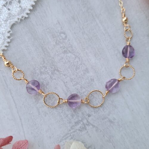 Gemmissime | Collier fait-main en pierres naturelles | Améthyste du Brésil