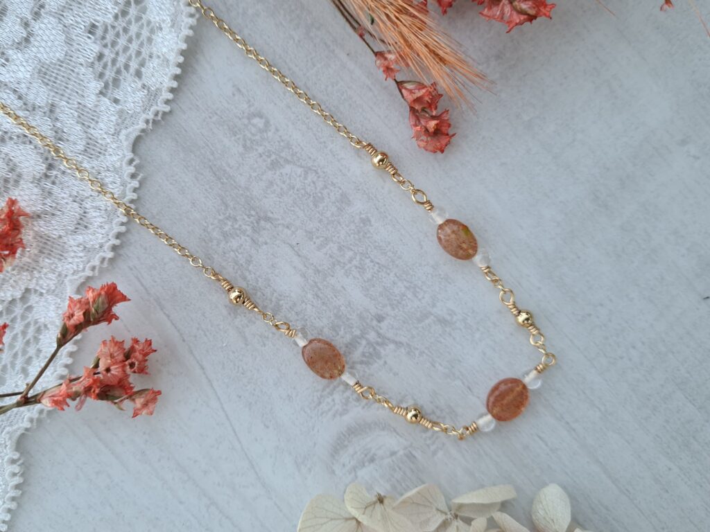 Gemmissime | Collier fait-main en pierres naturelles | Pierre de soleil