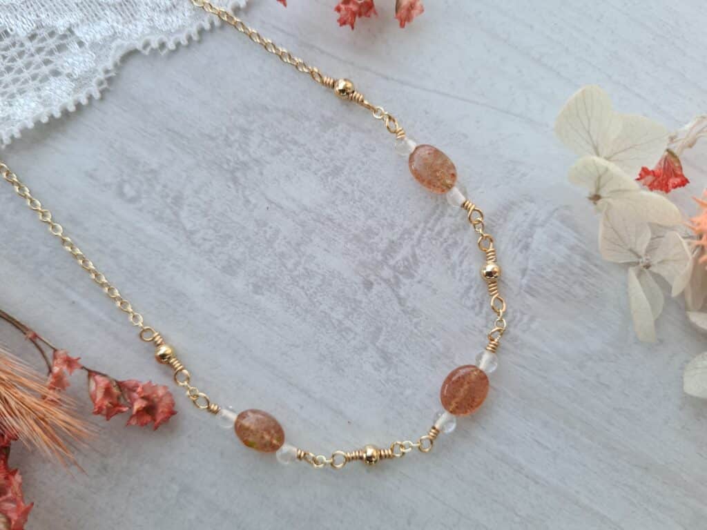 Gemmissime | Collier fait-main en pierres naturelles | Pierre de soleil