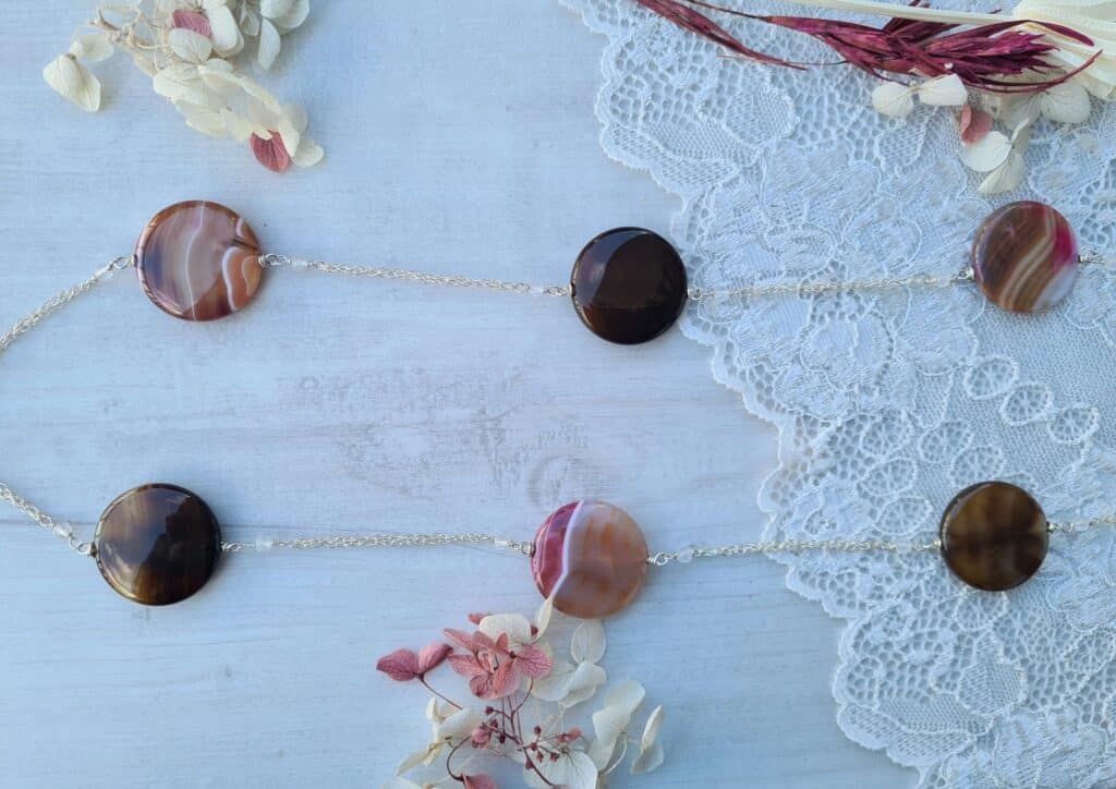 Gemmissime | Sautoir fait-main en pierres naturelles | Agate et Cristal de roche