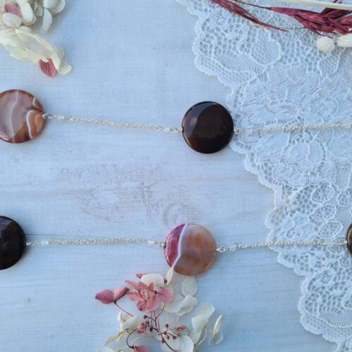 Gemmissime | Sautoir fait-main en pierres naturelles | Agate et Cristal de roche