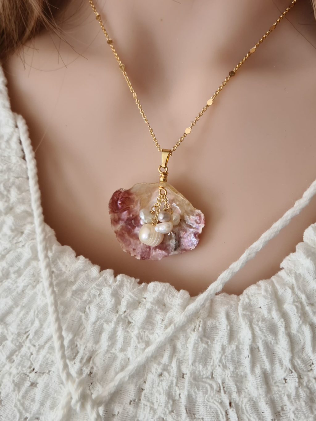 Gemmissime | Collier Coquillage véritable et Perles de culture