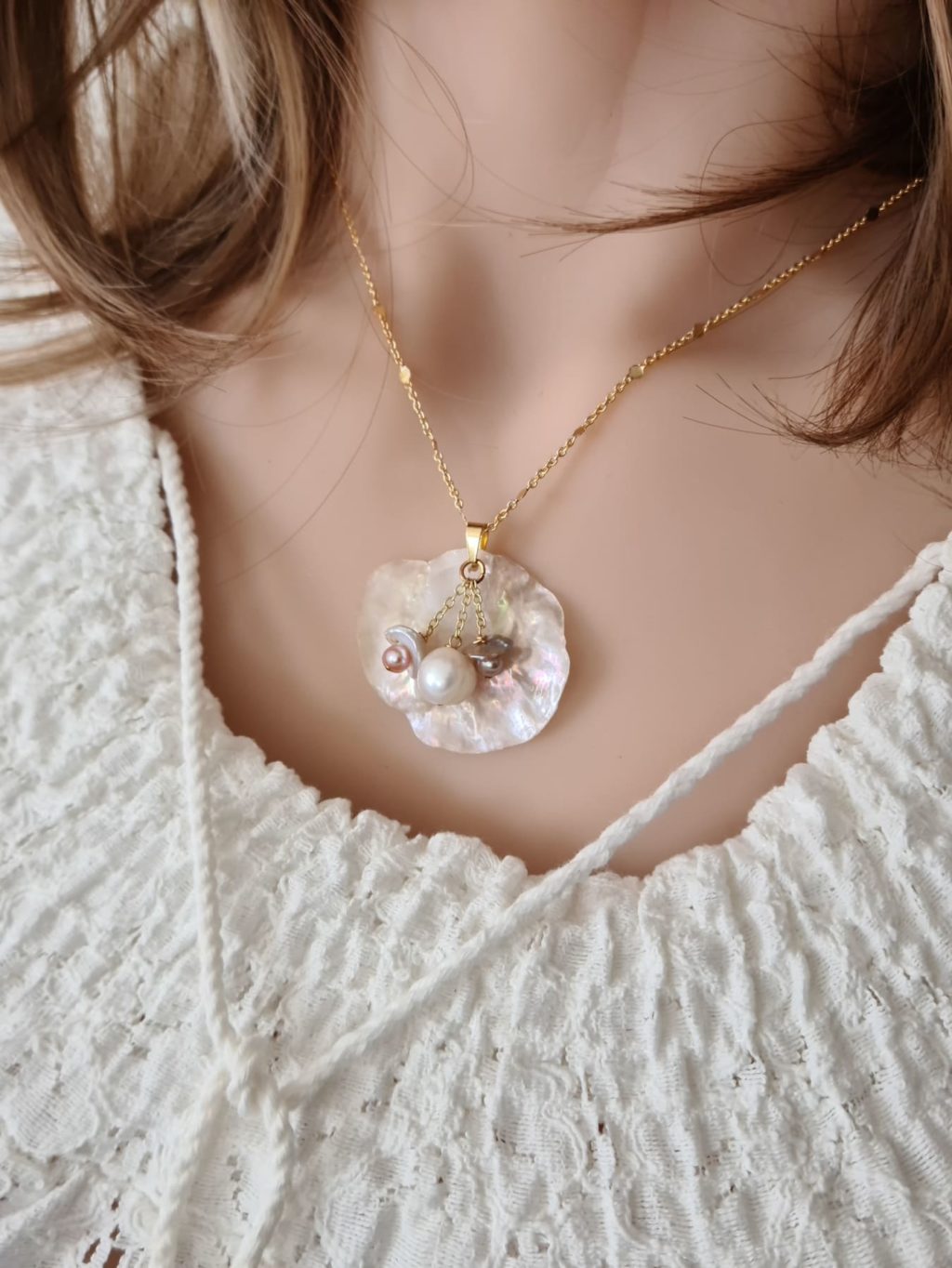 Gemmissime | Collier Coquillage véritable et Perles de culture