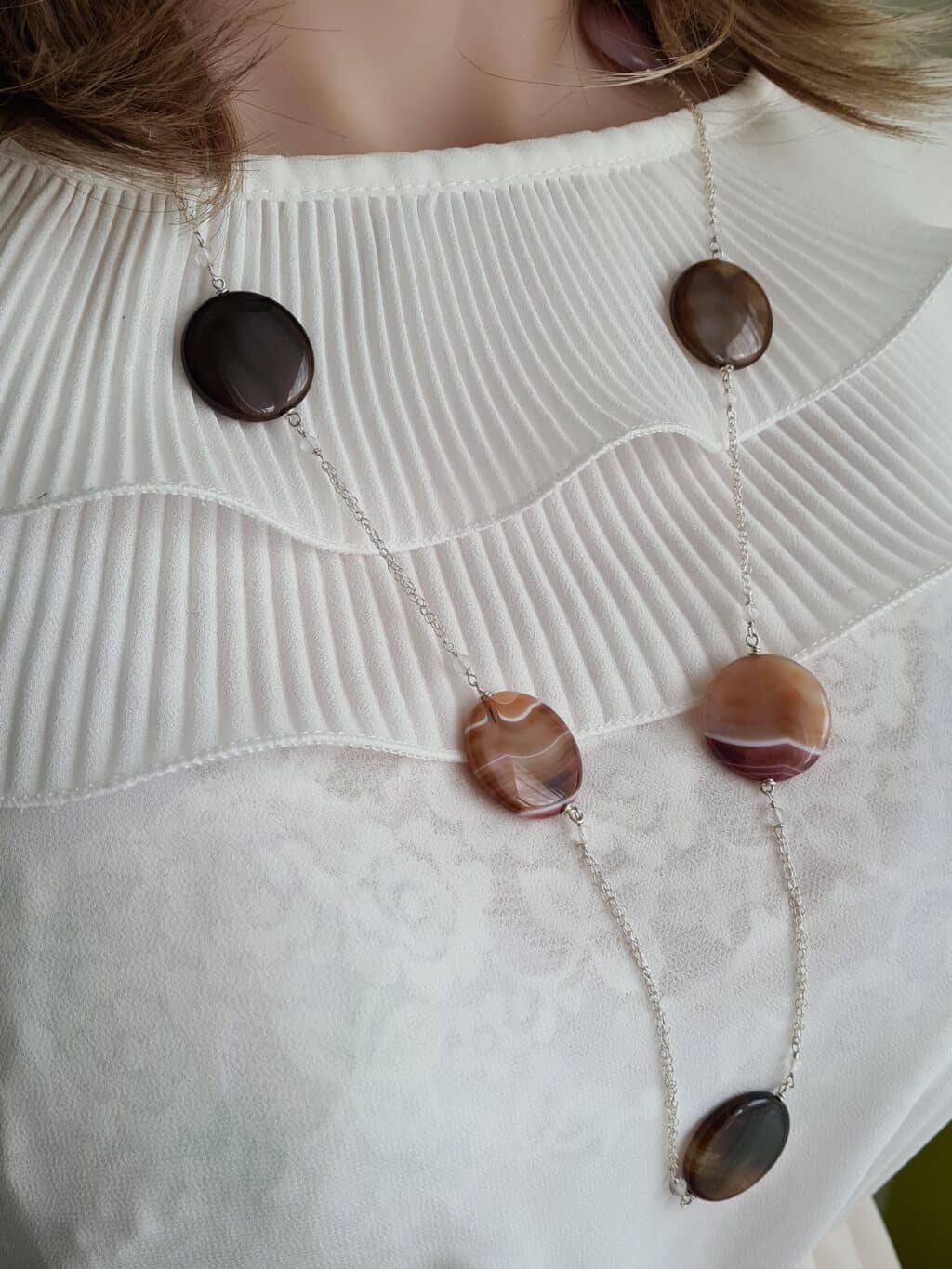 Gemmissime | Sautoir fait-main en pierres naturelles | Agate et Cristal de roche
